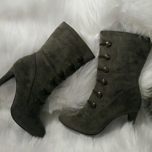 Rialto army green suede mid calf boots NWT